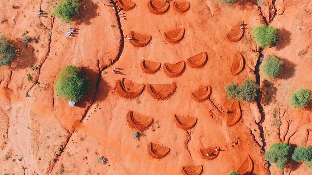3_techniques_landscape restoration_what we do_Justdiggit_bunds_drone_Pembamoto_Tanzania