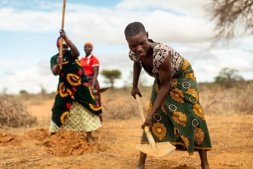 woman digging