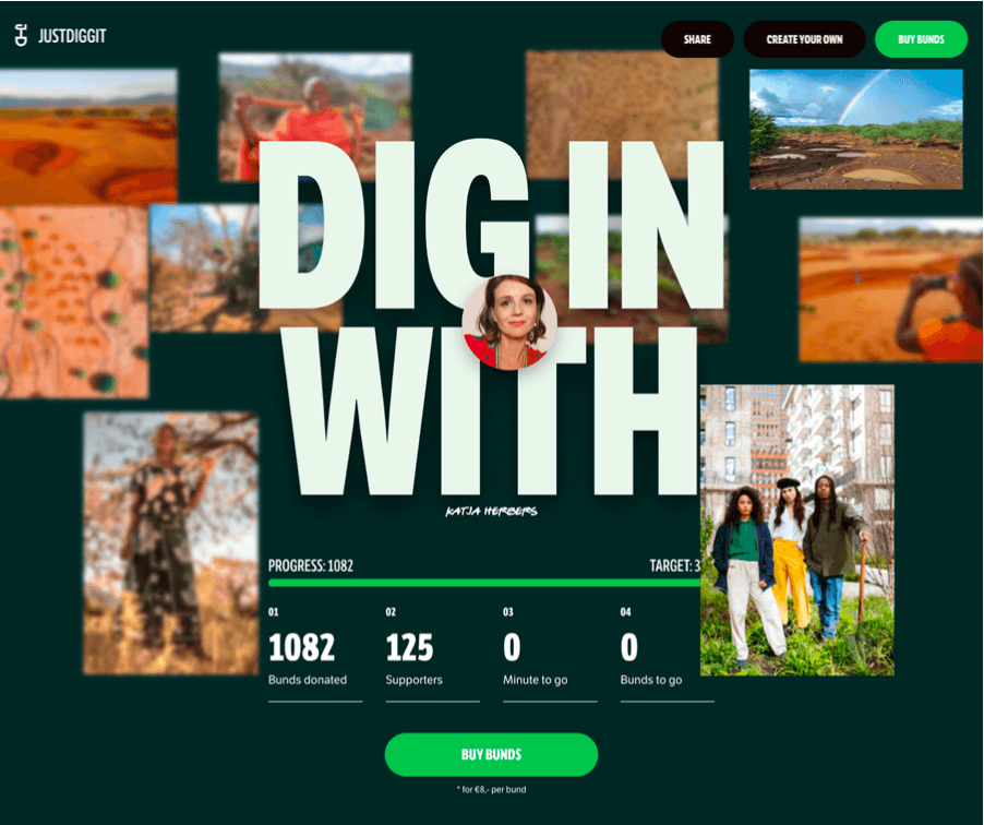 bundraiser screenshot Justdiggit Katja herbers